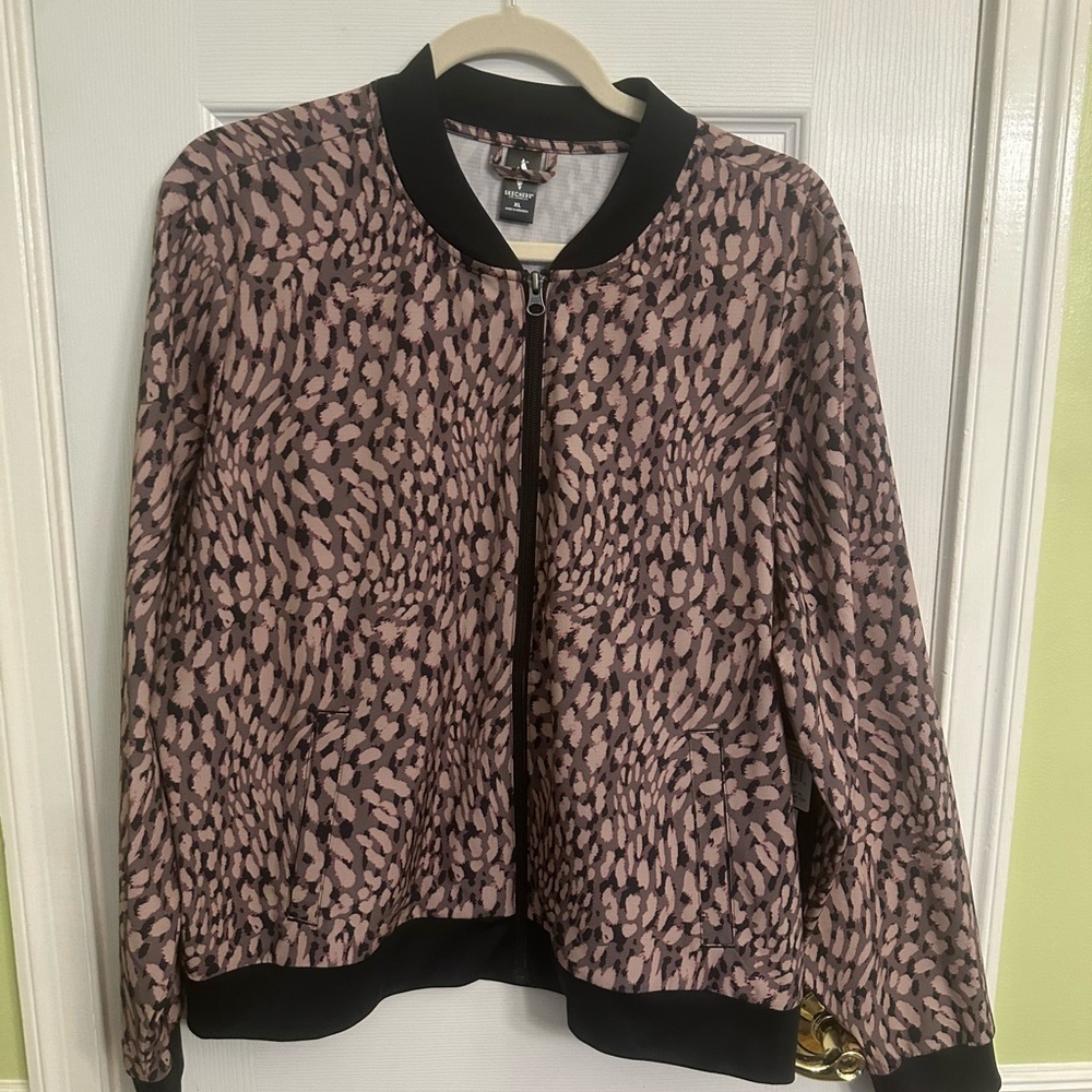 Skechers Pink and Black Bomber Jacket with Animal Print